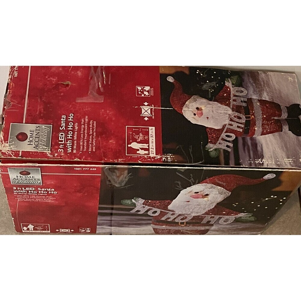 Home Accents Holiday HO HO HO Santa Figurine lighted in box RARE Working